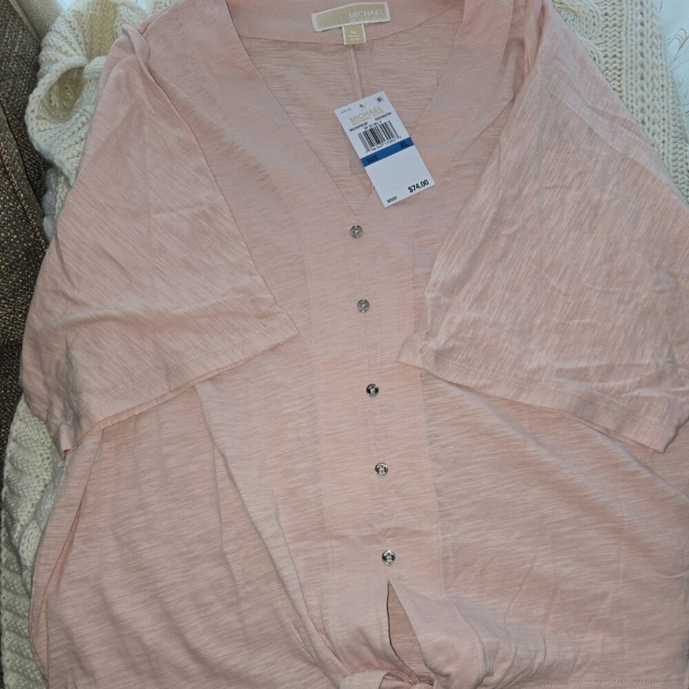 NWT Michael Kors Cotton Tie-Front Shirt